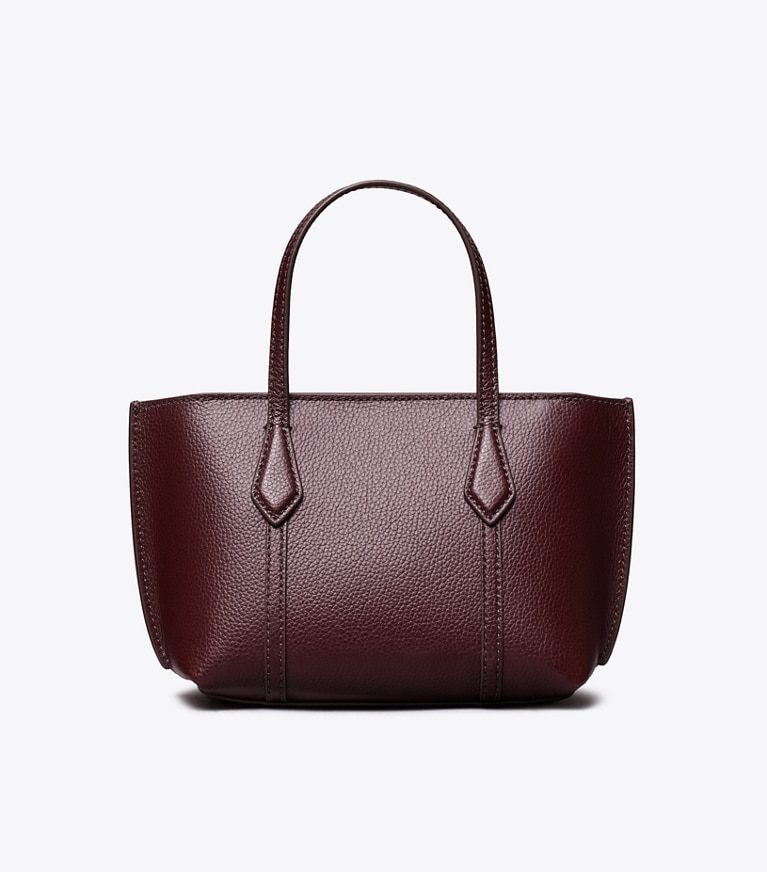 Tory Burch designer crossbody bags Mini Perry Tote in Beetle Berry angle