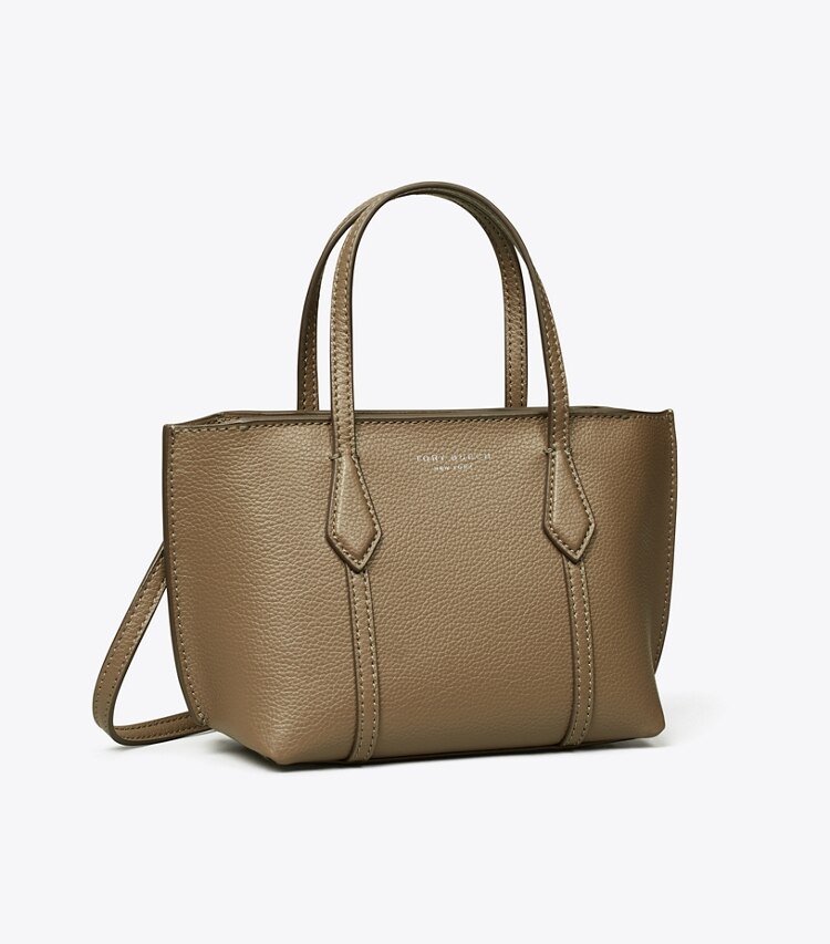 Tory Burch designer crossbody bags Mini Perry Tote Bag in Wild Mushroom angle