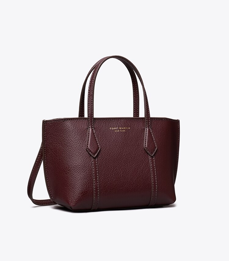Tory Burch designer crossbody bags Mini Perry Tote Bag in Beetle Berry angle