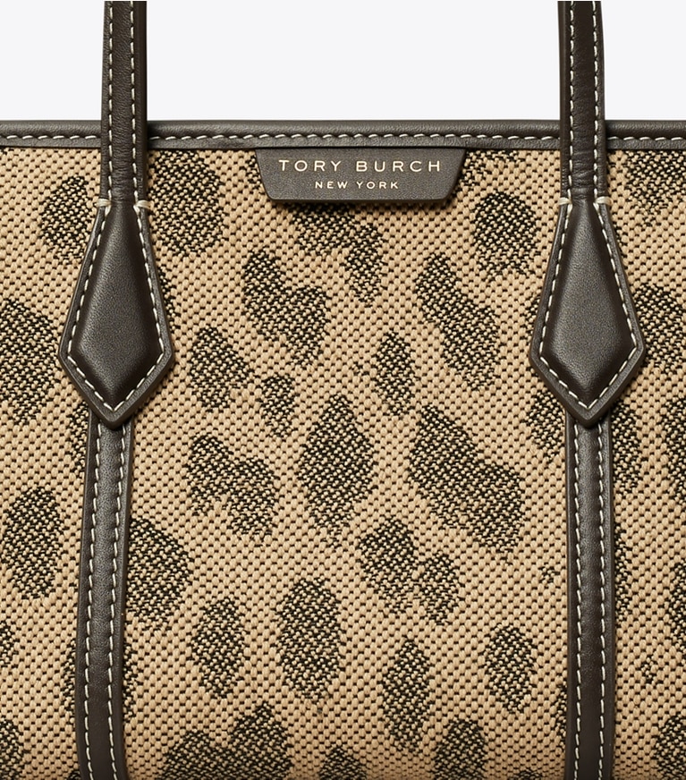 Tory Burch designer crossbody bags Mini Perry Tote Bag aus Canvas in Cheetah Spots detail