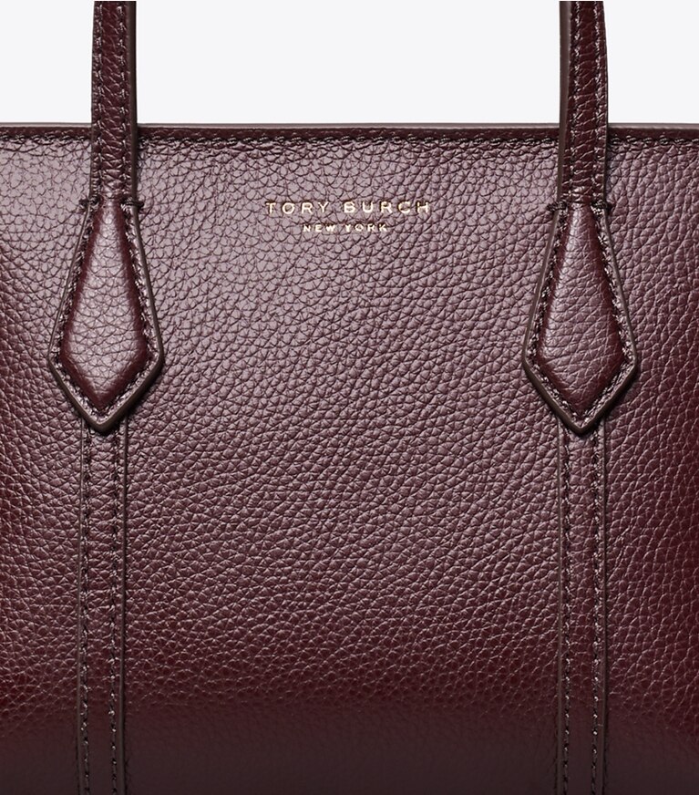 Tory Burch designer crossbody bags Mini Perry Tote Bag in Beetle Berry angle