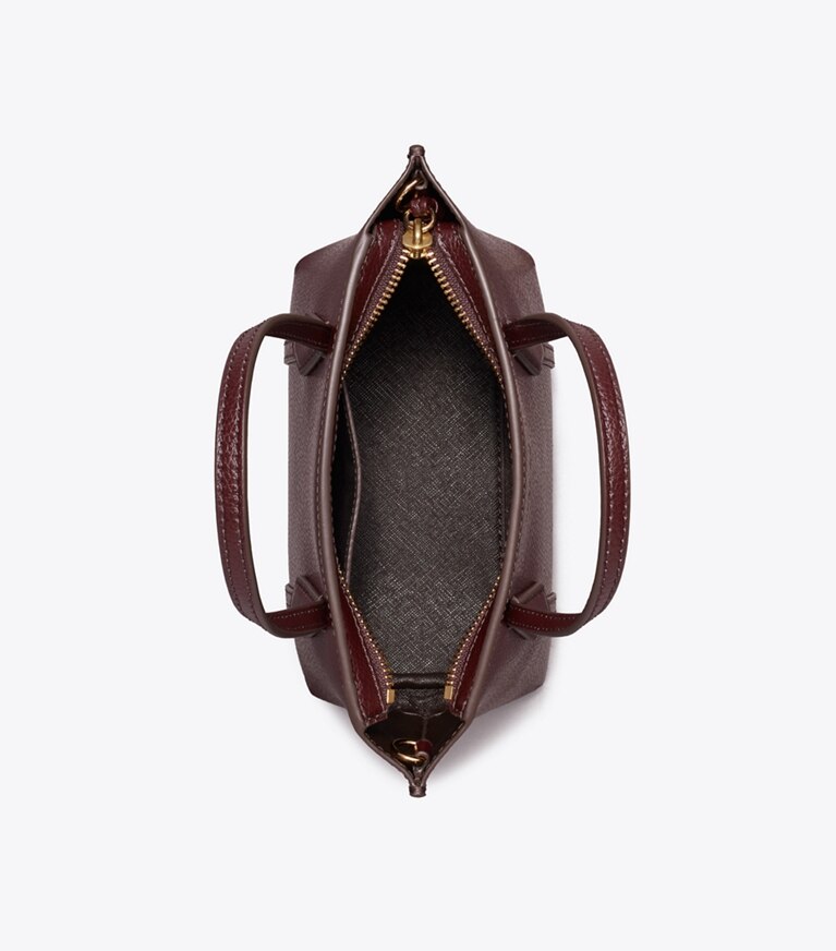 Tory Burch designer crossbody bags Mini Perry Tote Bag in Beetle Berry angle