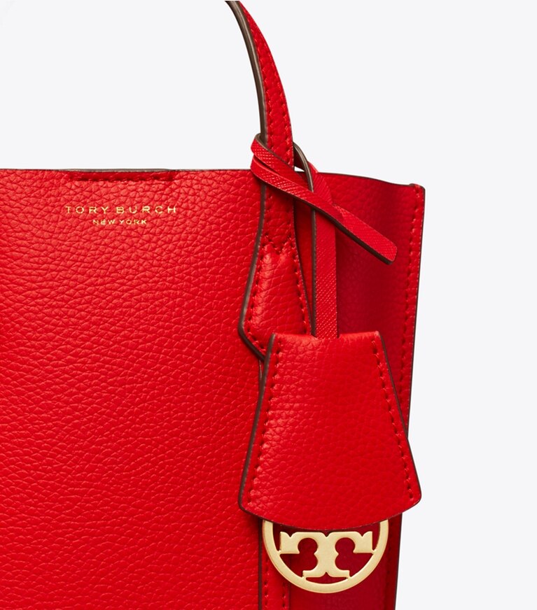 Tory Burch designer crossbody bags Mini Perry Tote in Brilliant Red detail