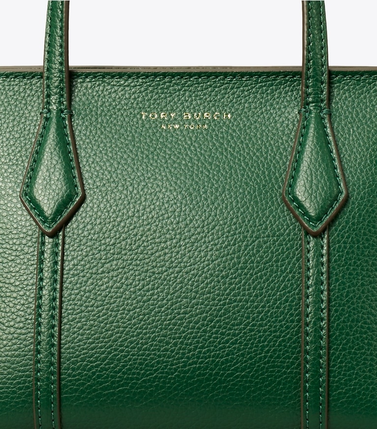 Tory Burch designer crossbody bags Mini Perry Tote in Dark Kale angle
