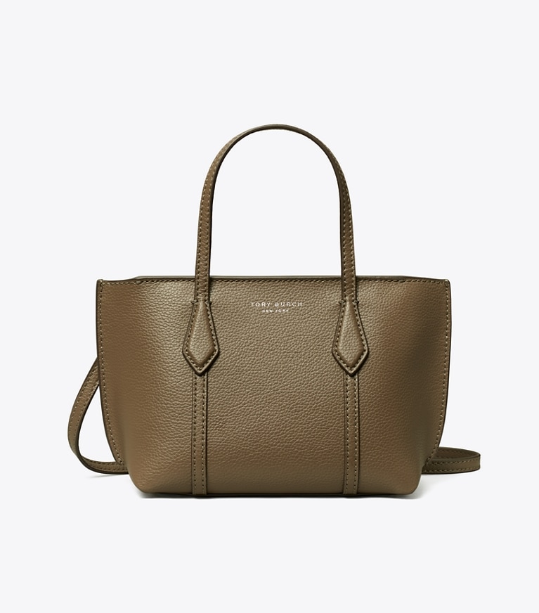 Tory Burch designer crossbody bags Mini Perry Tote in Wild Mushroom angle