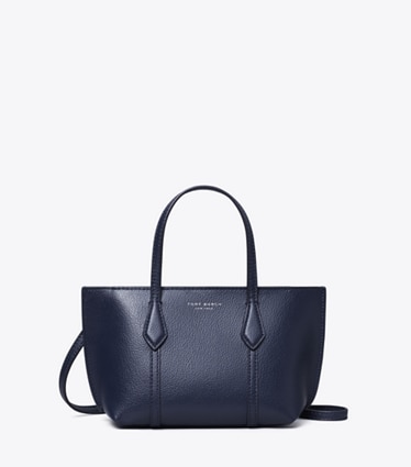 Tory Burch designer crossbody bags Mini Perry Tote in Dark Sky front