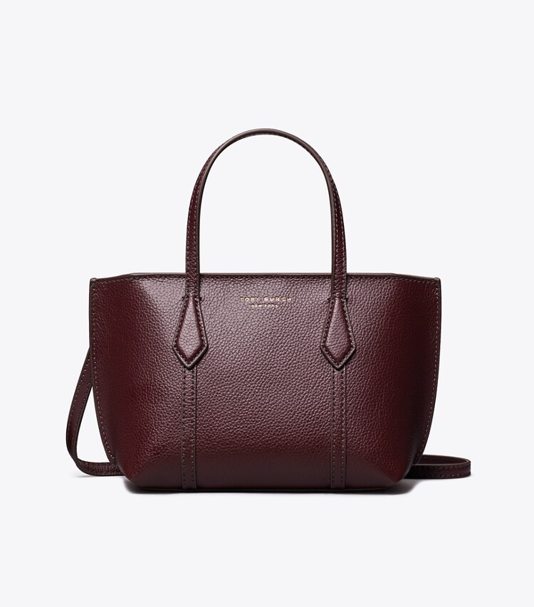 Tory Burch designer crossbody bags Mini Perry Tote in Beetle Berry front