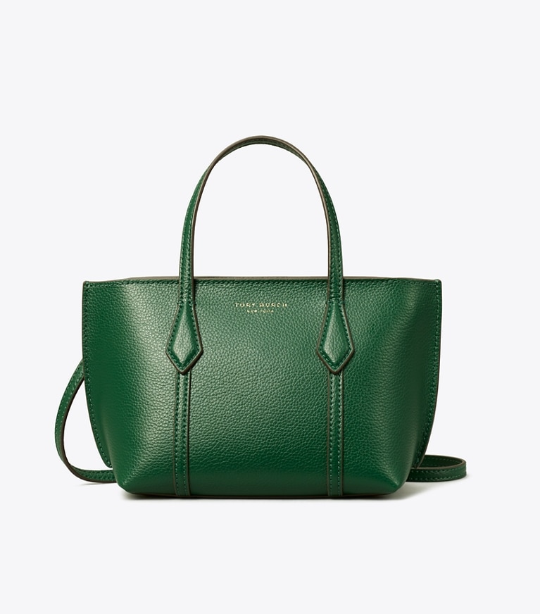 Tory Burch designer crossbody bags Mini Perry Tote in Dark Kale angle