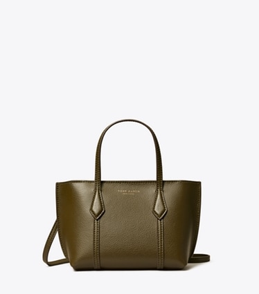 Tory Burch designer crossbody bags Mini Perry Tote in Leccio front