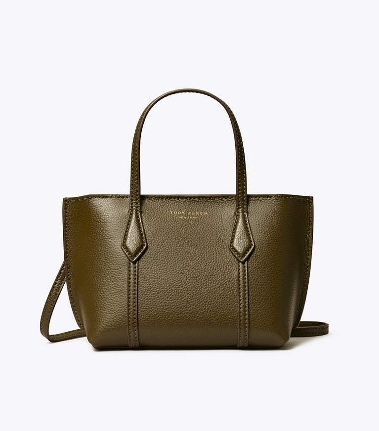 Tory Burch designer crossbody bags Mini Perry Tote in Dark Olive front