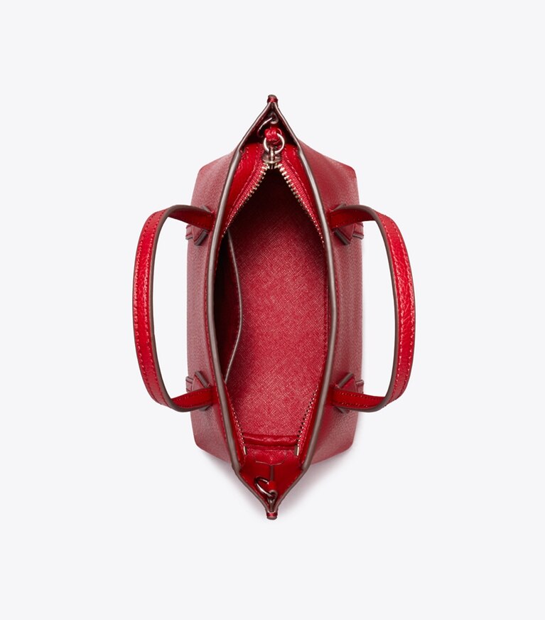 Tory Burch designer crossbody bags Mini Perry Tote in Bartlett Red overhead