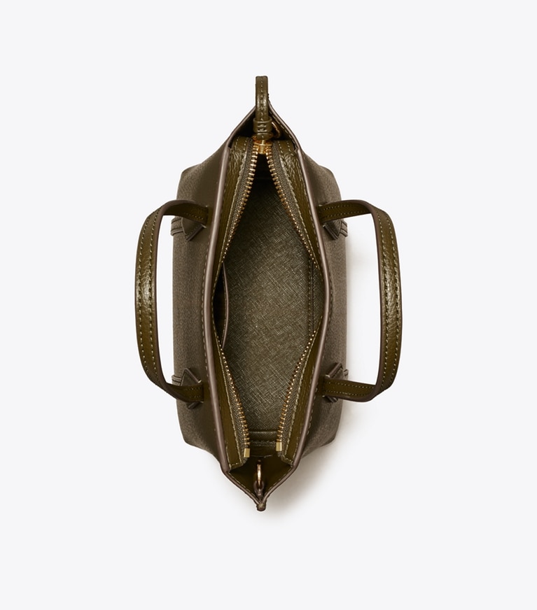 Tory Burch designer crossbody bags Mini Perry Tote in Dark Olive overhead