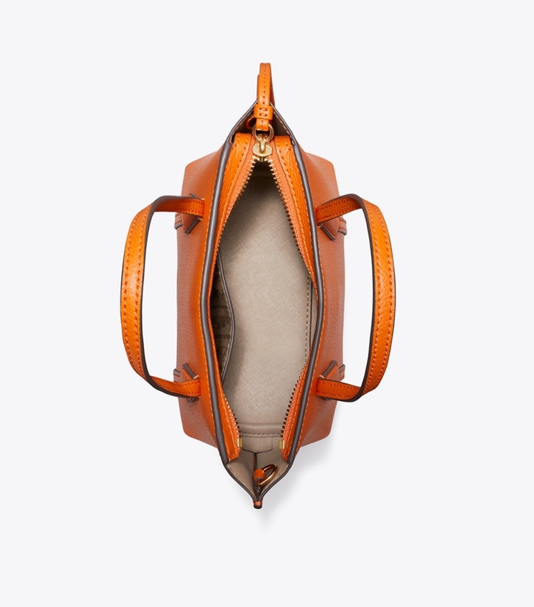 Tory Burch designer crossbody bags Mini Perry Tote in Orange Jam overhead
