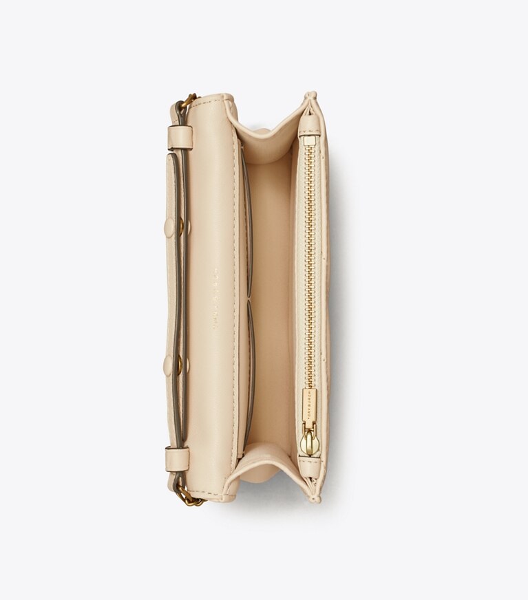 Tory Burch designer mini bags Mini portafoglio con catena e manico superiore Kira Chevron in New Cream angle