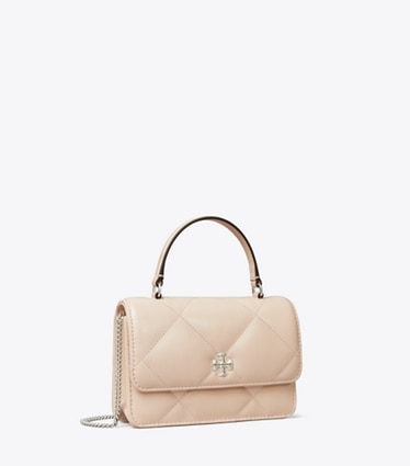 Tory Burch designer mini sacs Mini portefeuille chaîne et anse Kira à matelassage losange in Soft Pink angle