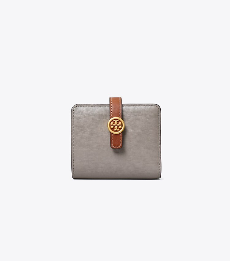 Tory Burch designer portefeuilles Mini portefeuille Robinson in Gray Heron front
