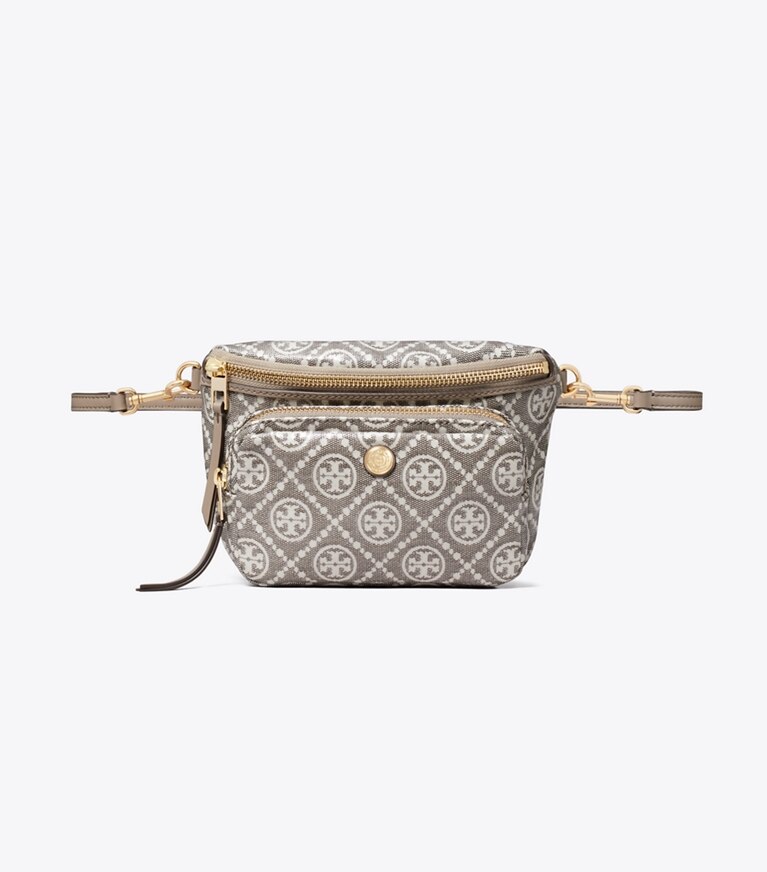 Tory Burch diseñador riñoneras Mini riñonera de jacquard recubierto con monograma T en Charcoal adicional