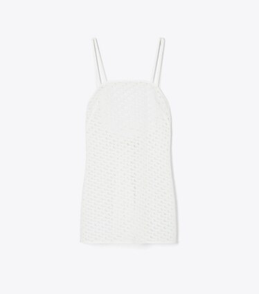 Tory Burch designer paréos Mini robe broderie dans White de face