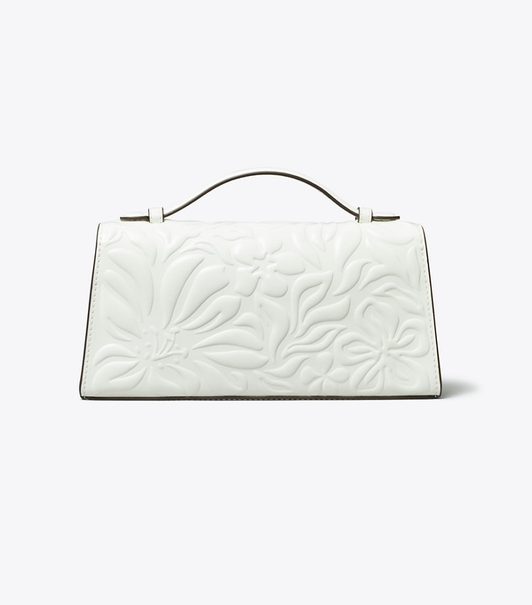 Tory Burch designer mini bags Mini Robinson Floral Embossed Crossbody in Blanc back
