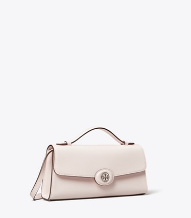 Tory Burch designer mini bags Mini Robinson Spazzolato Crossbody in Powder Pink angle