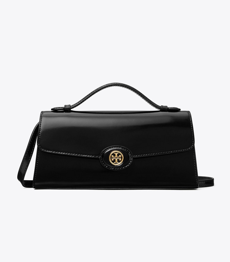 Tory Burch designer mini bags Mini Robinson Spazzolato Crossbody in Black front
