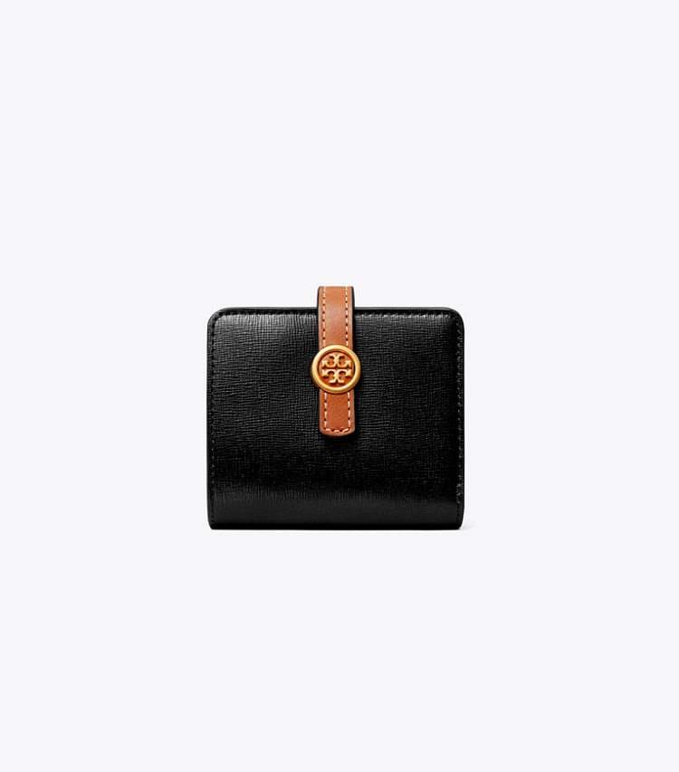 Tory Burch designer wallets Mini Robinson Wallet in Black front