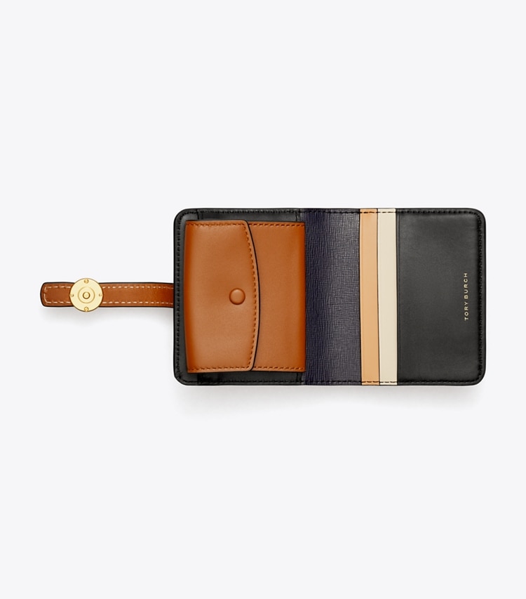 Tory Burch designer wallets Mini Robinson Wallet in Black overhead