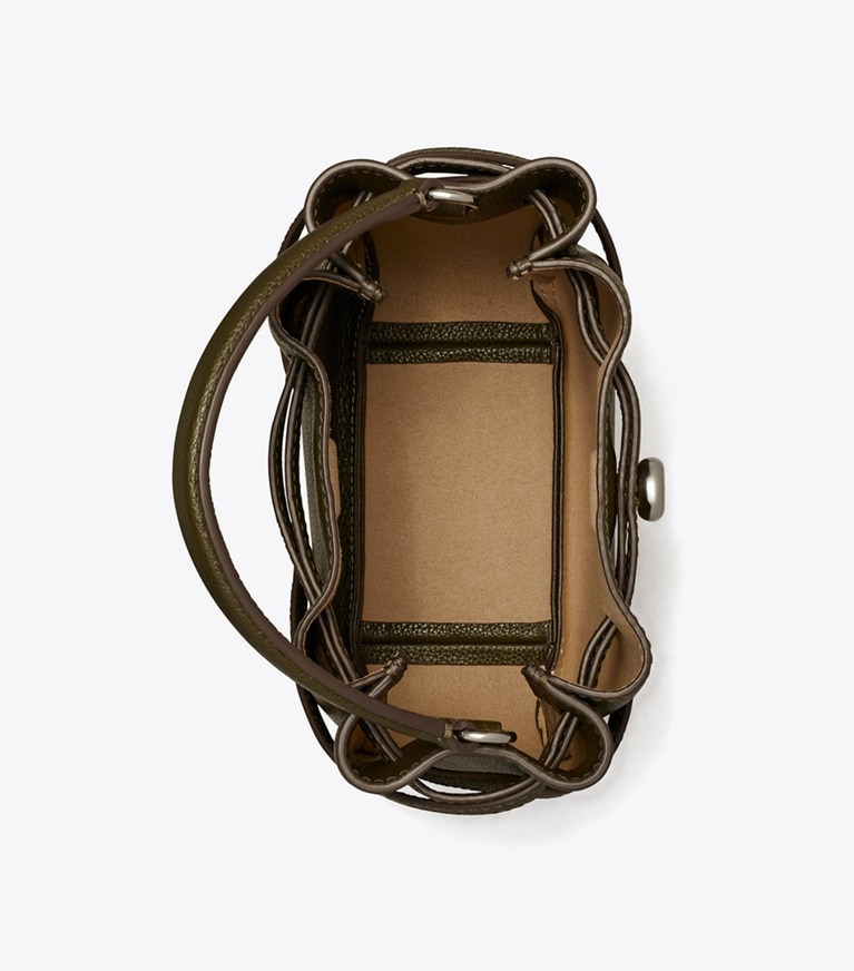 Tory Burch designer crossbody bags Mini Romy Bucket Bag in Dark Olive von oben