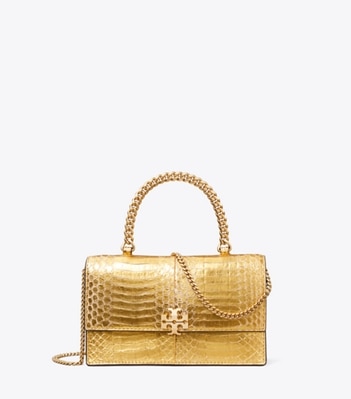 Mini-sac à bandoulière Charlie en cuir de serpent avec poignée supérieure