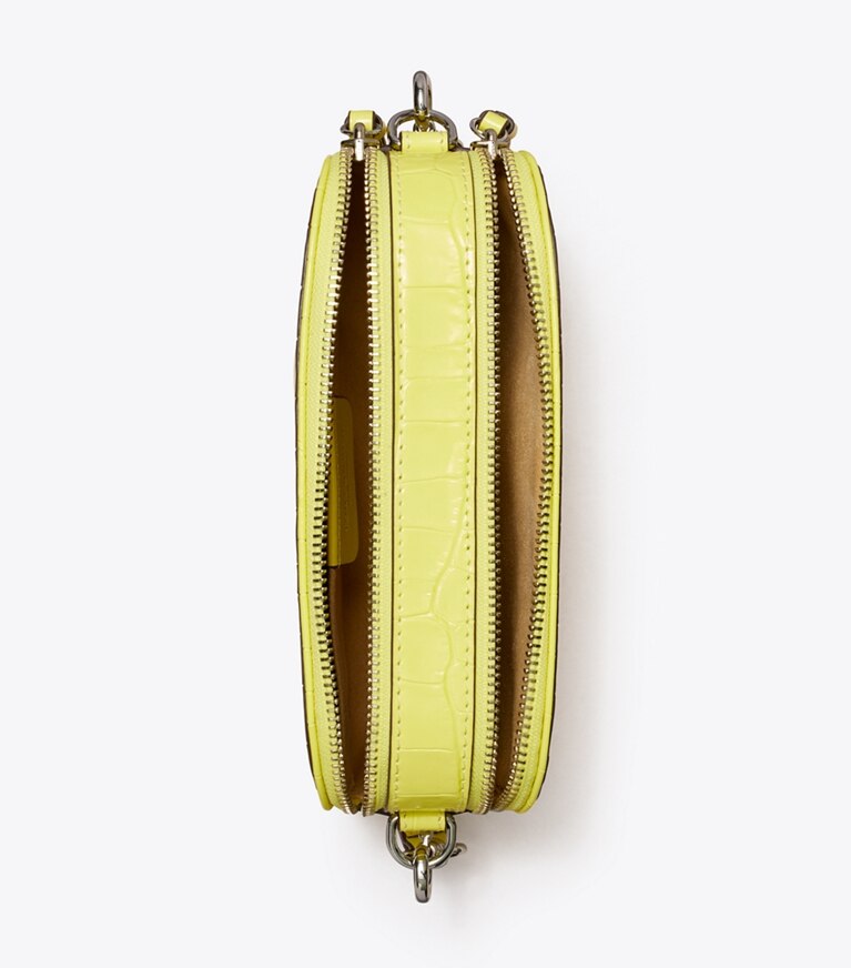 Tory Burch designer sacs à bandoulière Mini sac à bandoulière Miller en cuir embossé effet croco in Lemon Chiffon angle