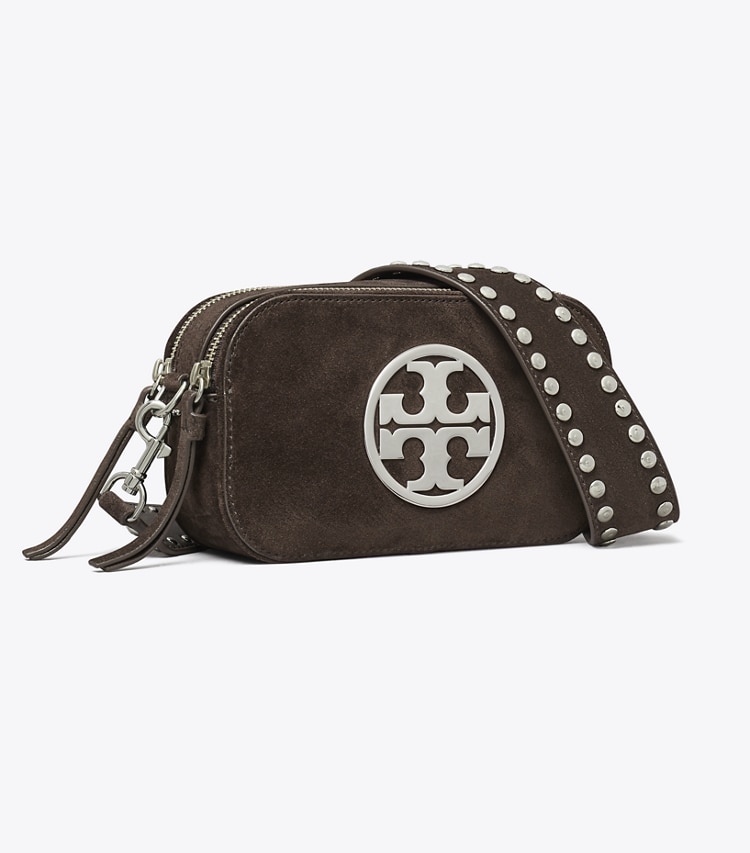 Tory Burch designer sacs à bandoulière Mini sac à bandoulière Miller en daim in Shadow Oak angle