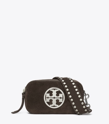 Tory Burch designer sacs à bandoulière Mini sac à bandoulière Miller en daim in Shadow Oak front