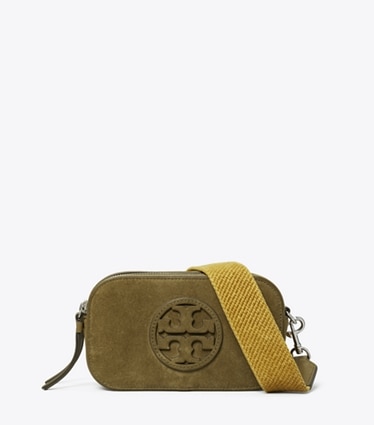 Tory Burch designer sacs à bandoulière Mini sac à bandoulière Miller en daim in Deep Olive front