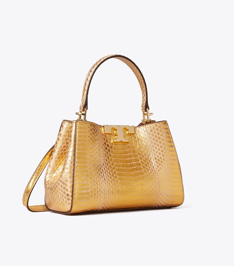 Tory Burch designer sacs à bandoulière Mini sac à main Eleanor en cuir serpent in Gold angle