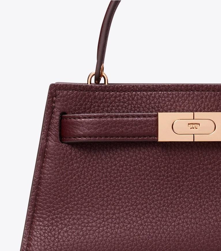 Tory Burch designer mini sacs Mini sac à main en cuir grainé Lee Radziwill in Dark Carmine angle