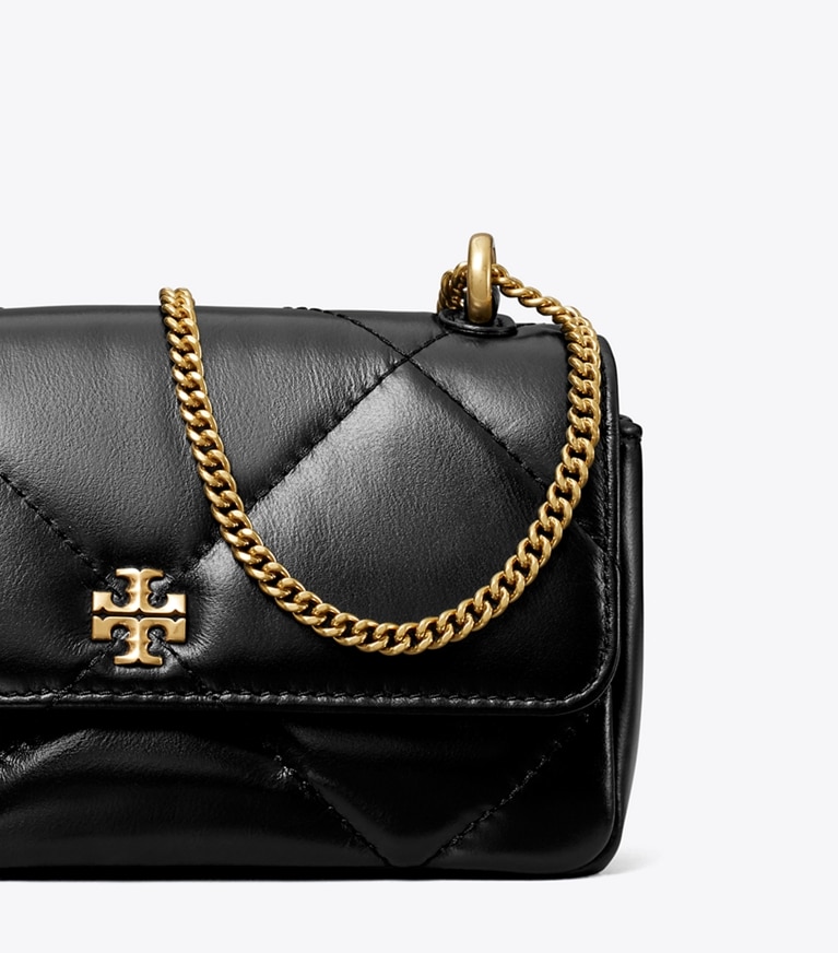 Tory Burch designer sacs à bandoulière Mini sac à rabat Kira à matelassage losange in Black angle