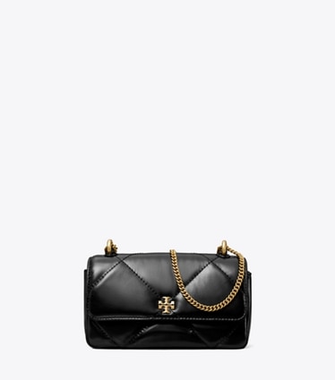 Tory Burch designer sacs à bandoulière Mini sac à rabat Kira à matelassage losange in Black front