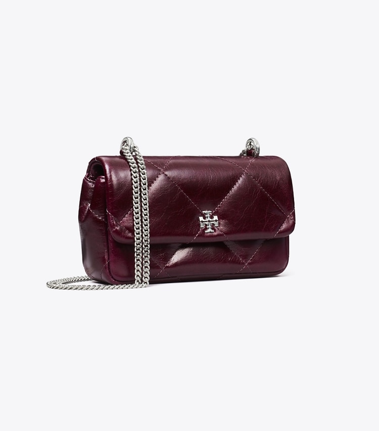 Tory Burch designer sacs à bandoulière Mini sac à rabat Kira à matelassage losange vieilli in Dark Carmine angle