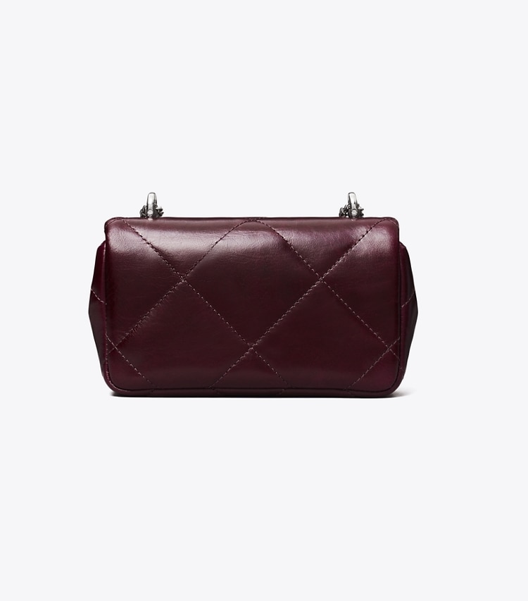 Tory Burch designer sacs à bandoulière Mini sac à rabat Kira à matelassage losange vieilli in Dark Carmine retour