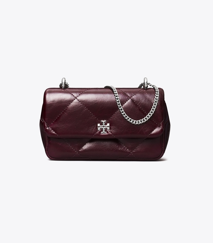 Tory Burch designer sacs à bandoulière Mini sac à rabat Kira à matelassage losange vieilli in Dark Carmine front