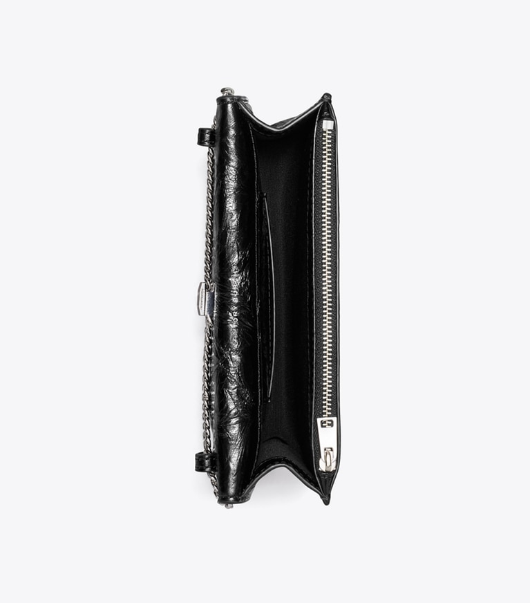 Tory Burch designer sacs à bandoulière Mini sac bandoulière Charlie effet vieilli avec anse in BLACK dessus
