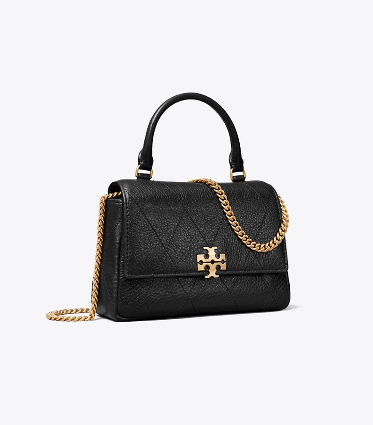 Tory Burch designer sacs à bandoulière Mini sac bandoulière Charlie matelassé avec anse in Black angle