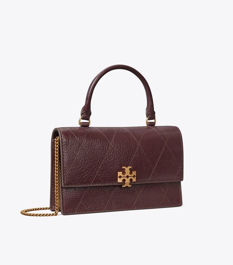 Tory Burch designer sacs à bandoulière Mini sac bandoulière Charlie matelassé avec anse in Vintage Bordeaux angle
