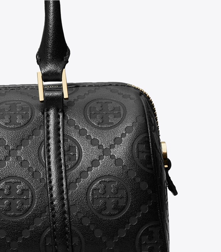 Tory Burch designer sacs à bandoulière Mini sac Barrel T Monogram en cuir in Black angle
