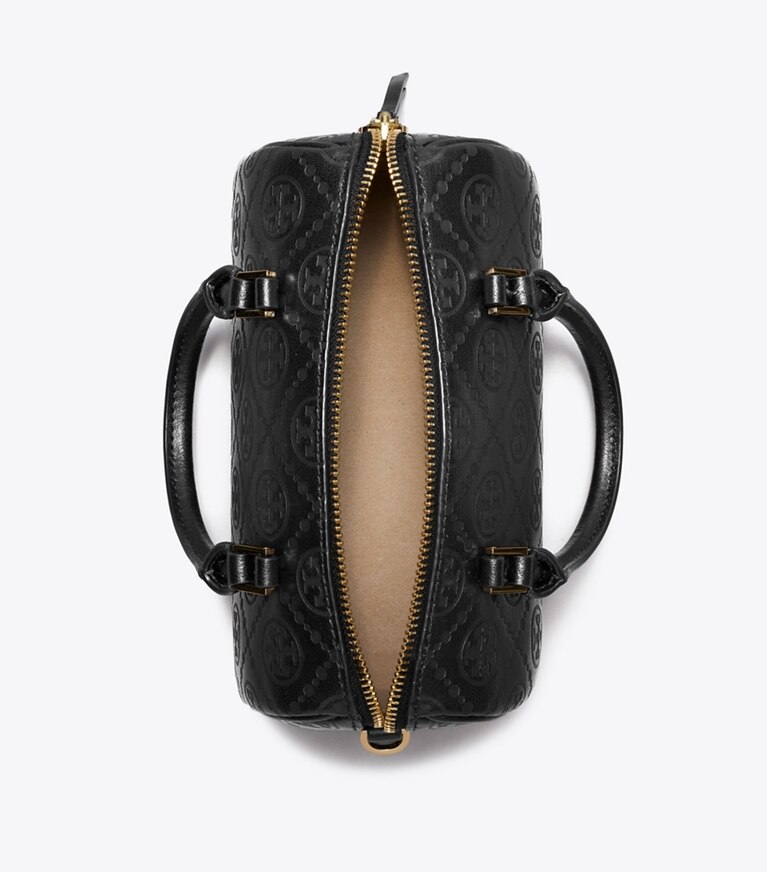 Tory Burch designer sacs à bandoulière Mini sac Barrel T Monogram en cuir in Black angle