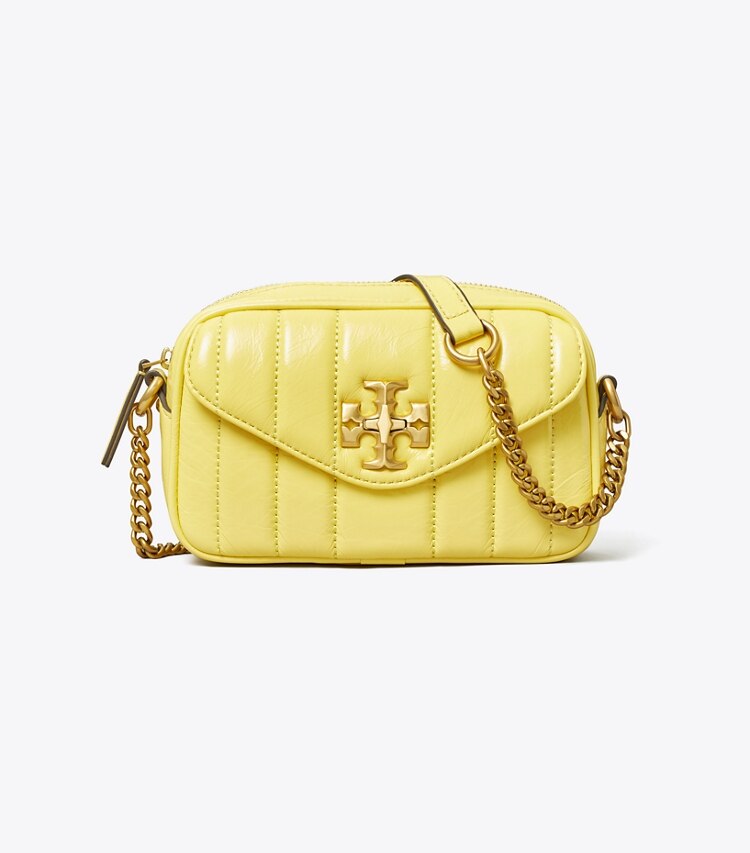 Tory Burch designer sacs à bandoulière Mini sac caméra Kira verni dans Vintage Lemon de face