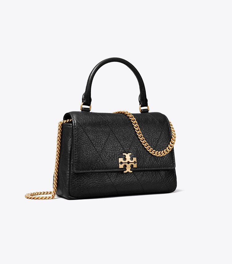 Tory Burch designer sacs à bandoulière Mini-sac Charlie matelassé à poignée supérieure et bandoulière dans Black angle
