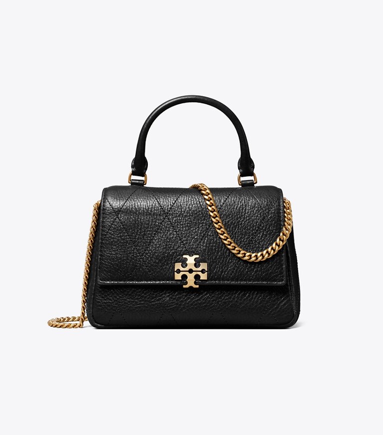 Tory Burch designer sacs à bandoulière Mini-sac Charlie matelassé à poignée supérieure et bandoulière dans Black de face