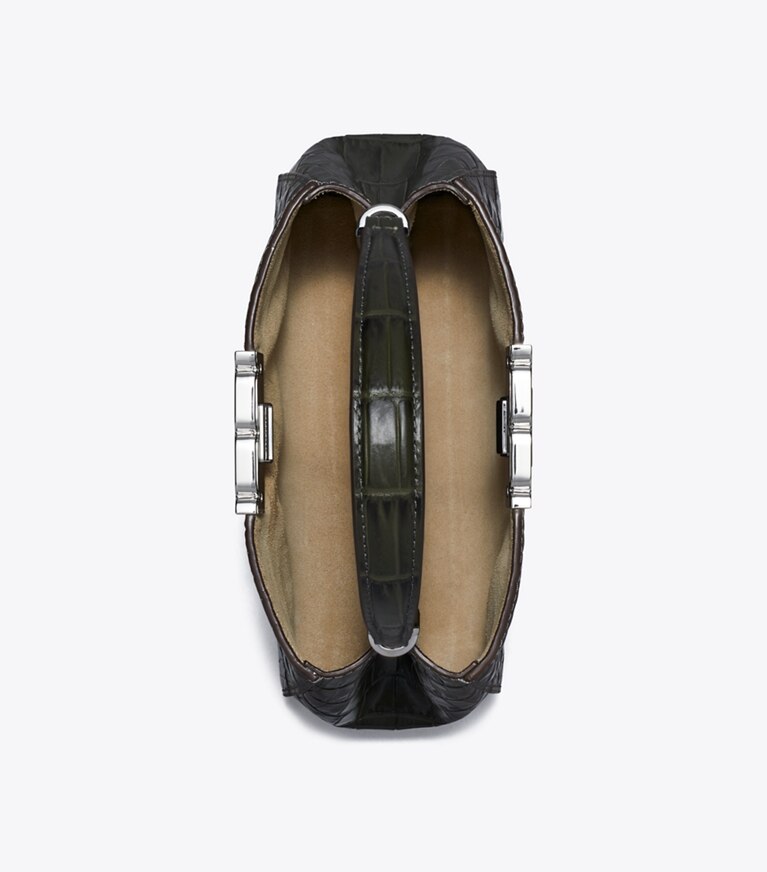 Tory Burch designer sacs à bandoulière Mini sac Eleanor en cuir embossé motif croco dans Artichoke vue du dessus