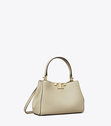 Tory Burch designer sacs à bandoulière Mini Sac Eleanor en cuir souple in Light Stone angle